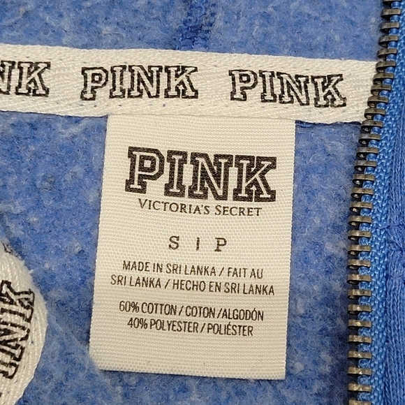 PINK Victoria's Secret 1/4 zip hooded sweatshirt Women's Size Small blue - Picture 2 of 9